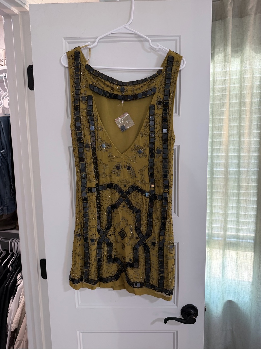 Free People Mustard Yellow Beaded Midi Dress - Picture 2 of 2